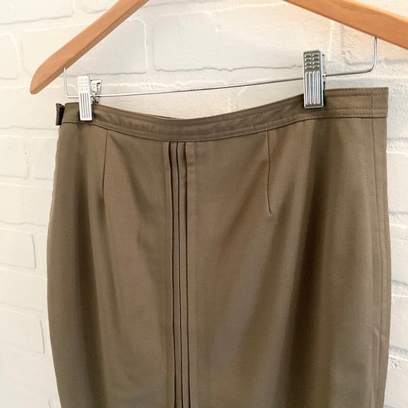 Club Monaco Skirt Column Pleated Tan Beige Olive Green Wool blend Lined Sz 4 - Picture 8 of 16